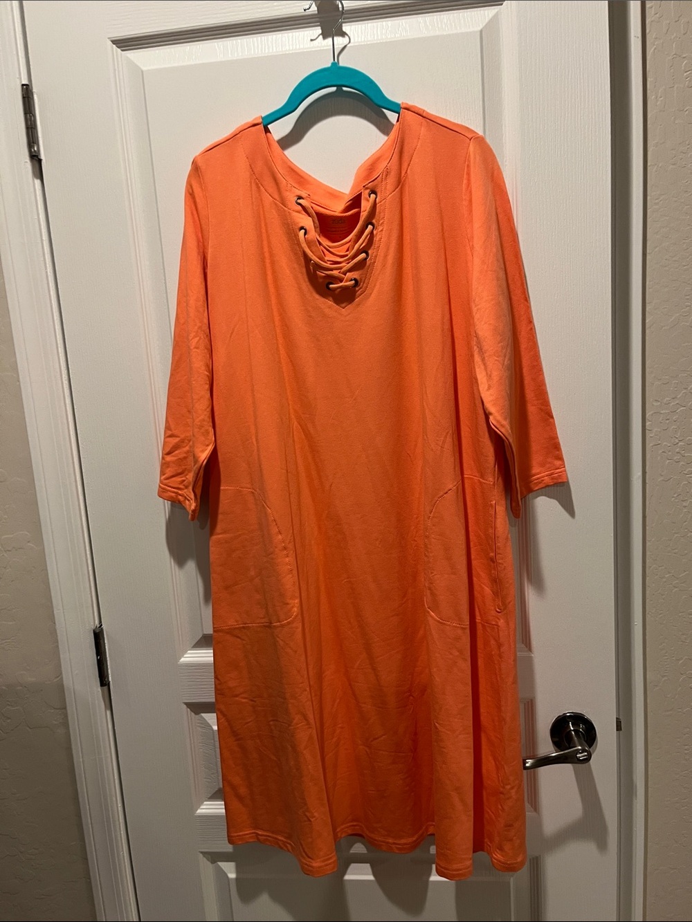 Zuda Coral Lace-Up Pullover Dress
